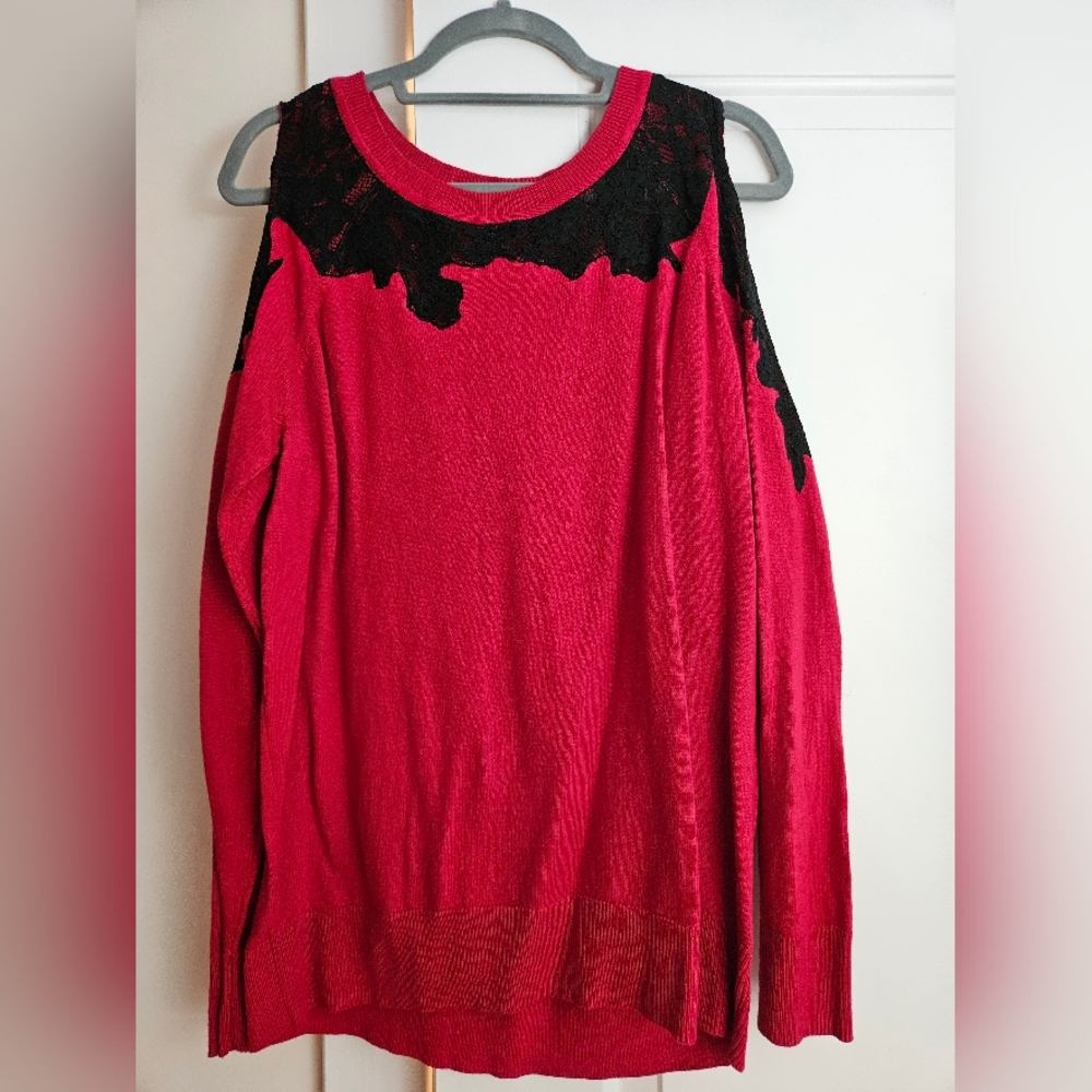 TORRID cold shoulder lace detail sweater NWT